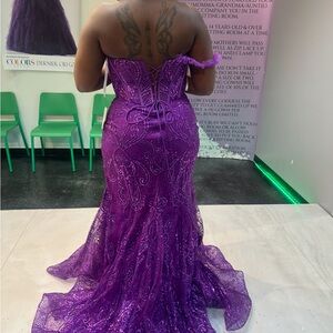 Promesa Purple Lace Prom Dress